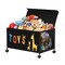 Kids Toy Box, 70L Metal & Oxford Cloth Toy Chest with 360° Wheels, and Lid for Boys, Girls, Bedroom, Living Room, Stuffed Animals, Clothes, and Playroom - Black